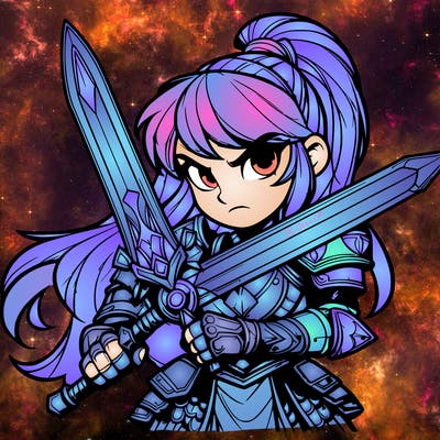 detailed fierce warrior girl realistic wielding large sword and wearing armor