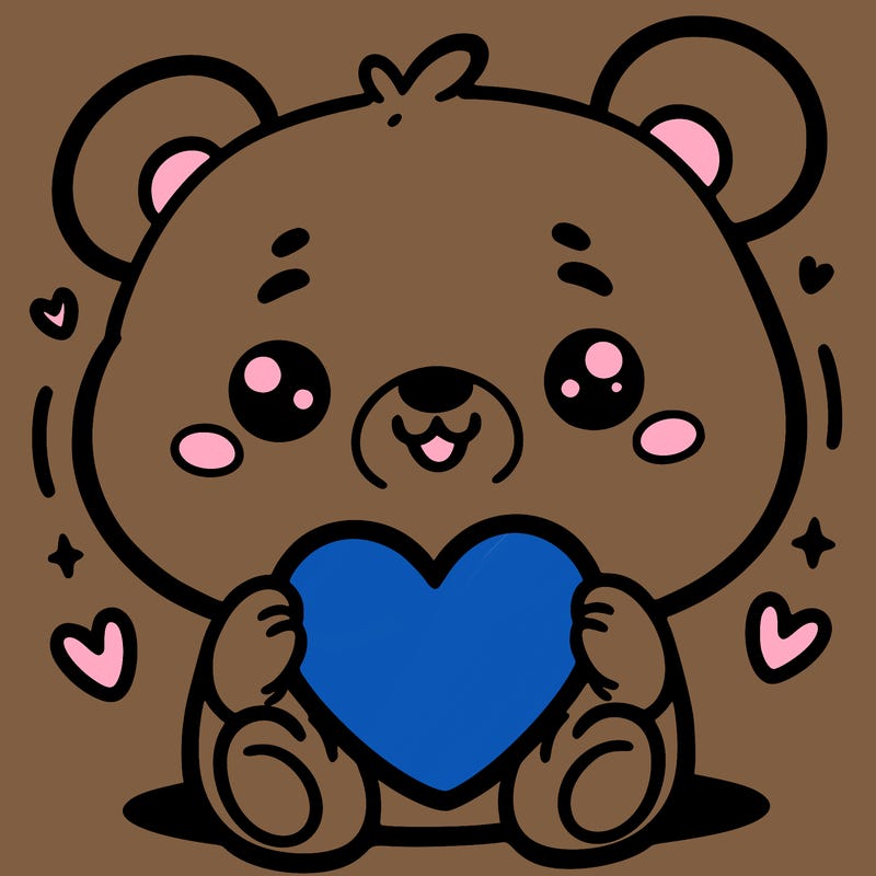 a cute bear holding a heart