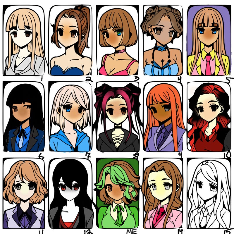 girls that look diffrent anime