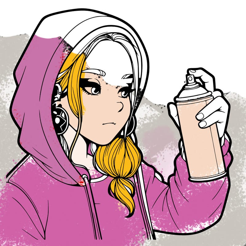 a realistic girl, spray painting