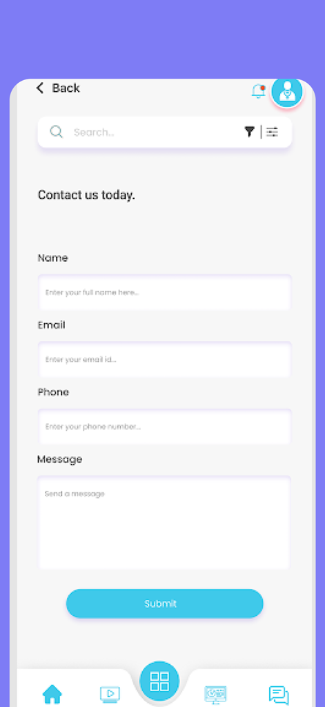 Hallelujah Challenge - Contact form in the Hallelujah Challenge app with fields for name email phone and message
