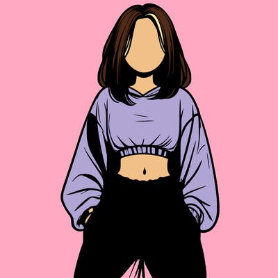 realistic girl faceless with baggy pants and a crop top