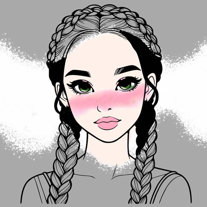 realistic girl with braids