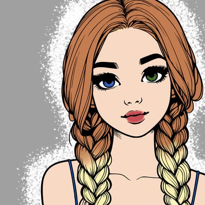 realistic girl with braids