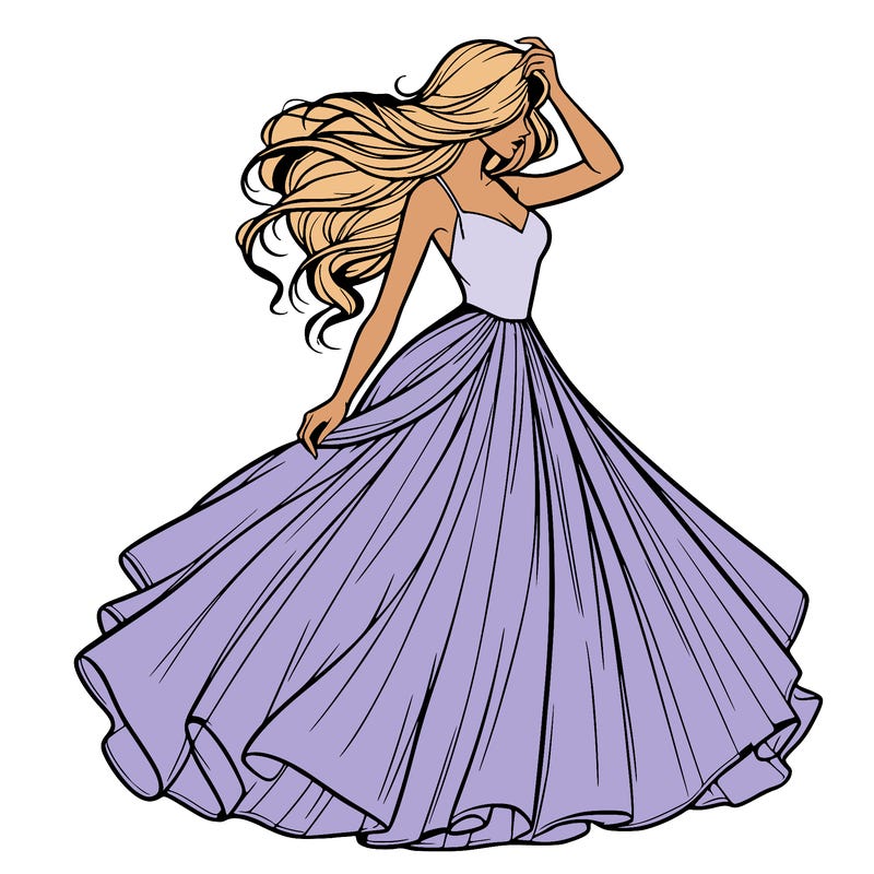 realistic woman with dress flowing in the wind