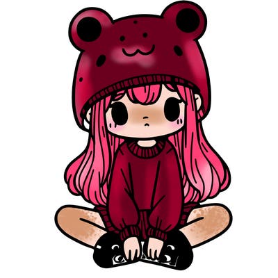 a girl wearing a frog hat and some frog socks