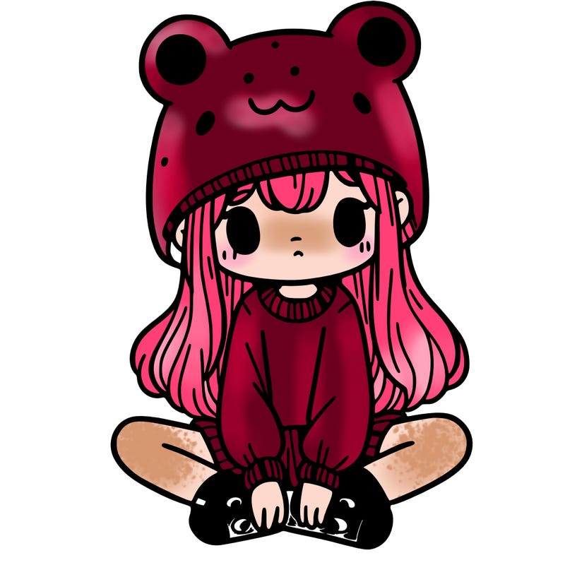 a girl wearing a frog hat and some frog socks