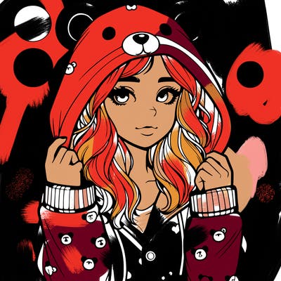 realistic girl in a animal pjs hoodie