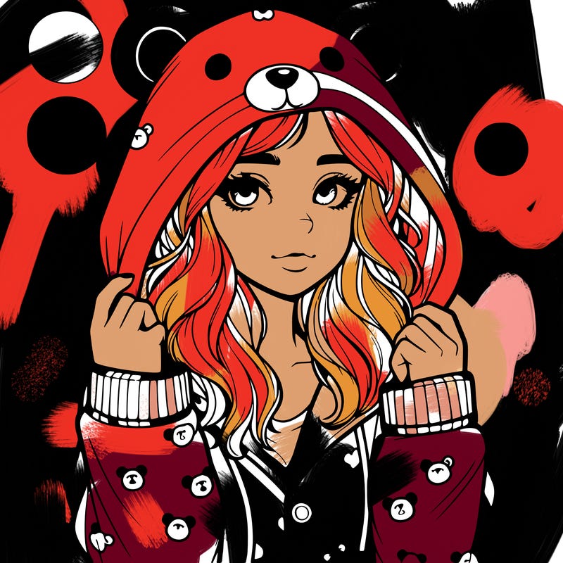 realistic girl in a animal pjs hoodie