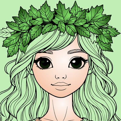 realistic girl with fall leaf crown