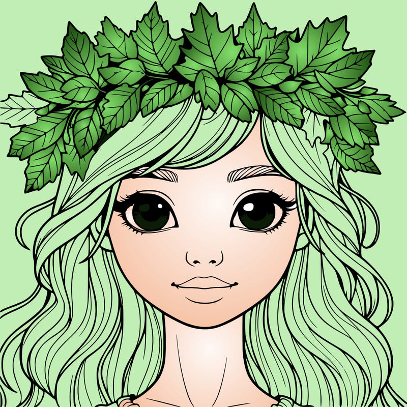 realistic girl with fall leaf crown