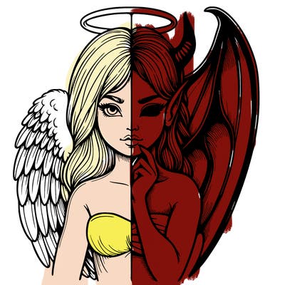 realistic angel half demon