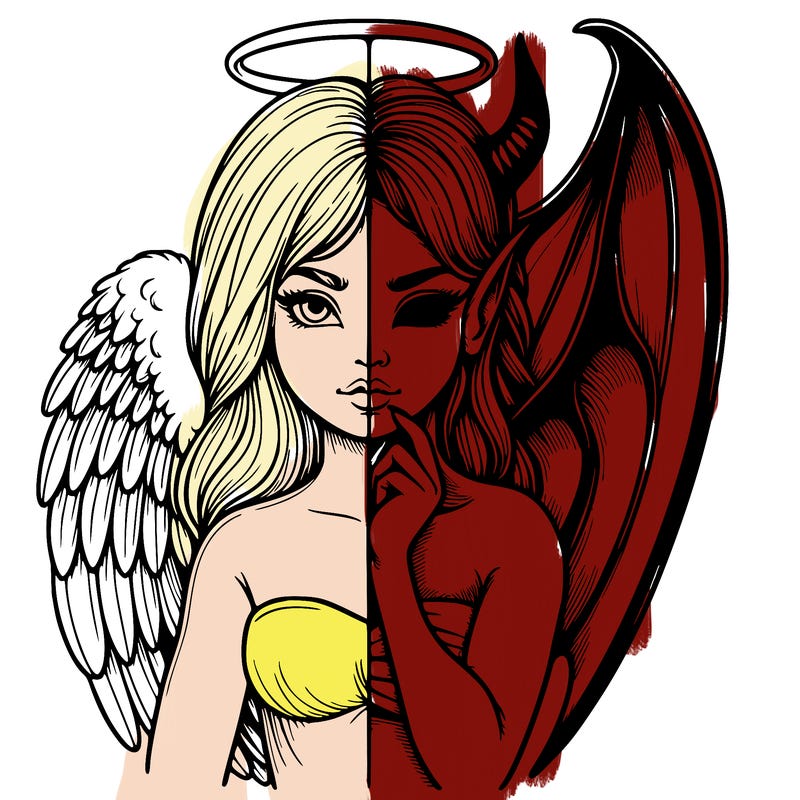 realistic angel half demon