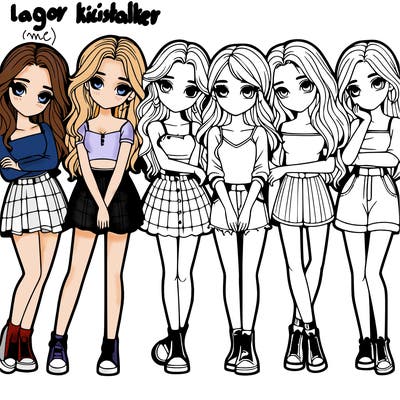 a group of girls realistic