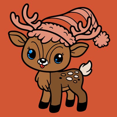 christmas reindeer with santa hat