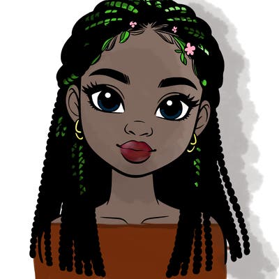 a realistic black girl with braids