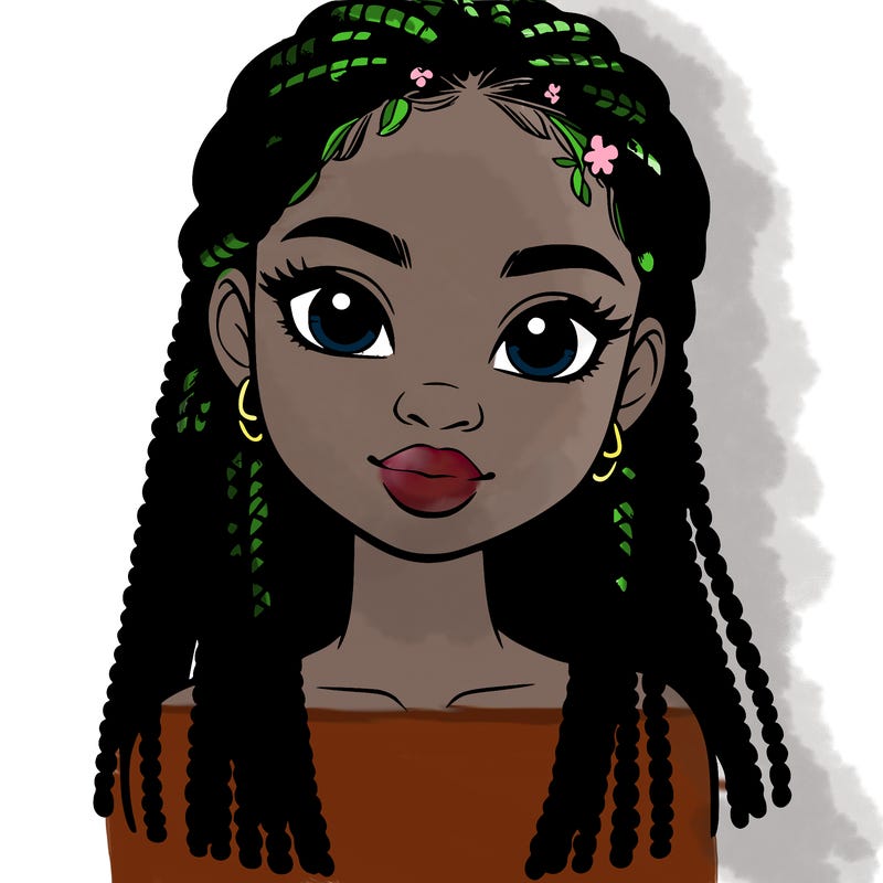 a realistic black girl with braids