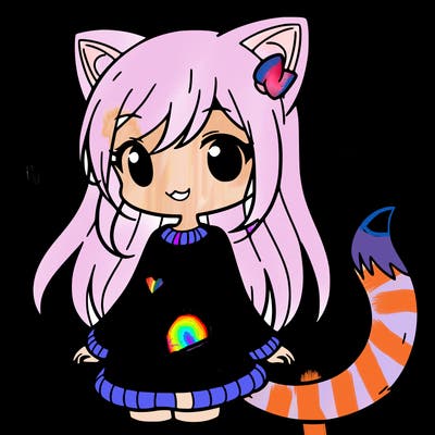 girl with cat ears and tail