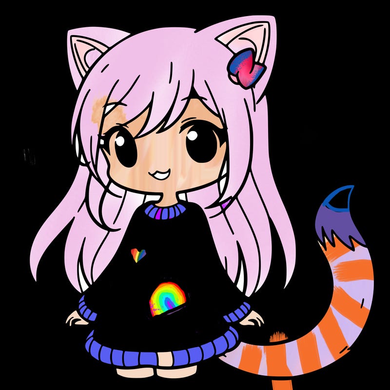 girl with cat ears and tail