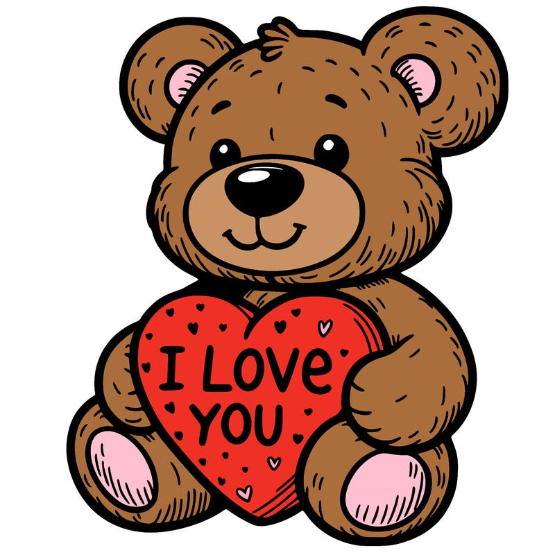 teddy bear holding an i love you heart
