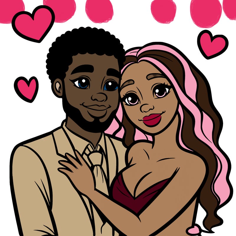 black man and white women in love realistic