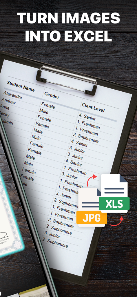 인쇄된 표를 스캔하여 Excel 스프레드시트 파일로 변환하는 스마트폰