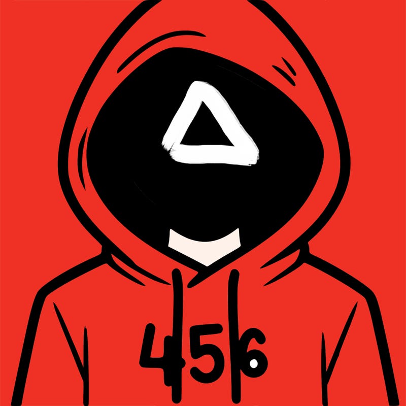a person with non face waering a hoodie with a 456 symbol