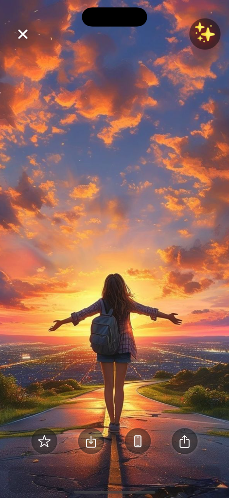 Girly Vibes Backgrounds - A girl with a backpack overlooking a city during a vibrant orange sunset