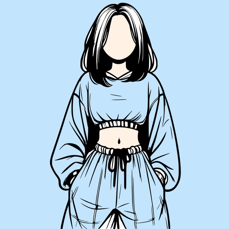 realistic girl faceless with baggy pants and a crop top