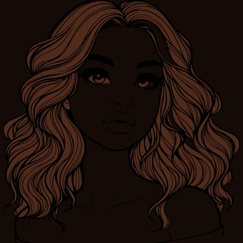 realistic girl with wavy hair and lips
