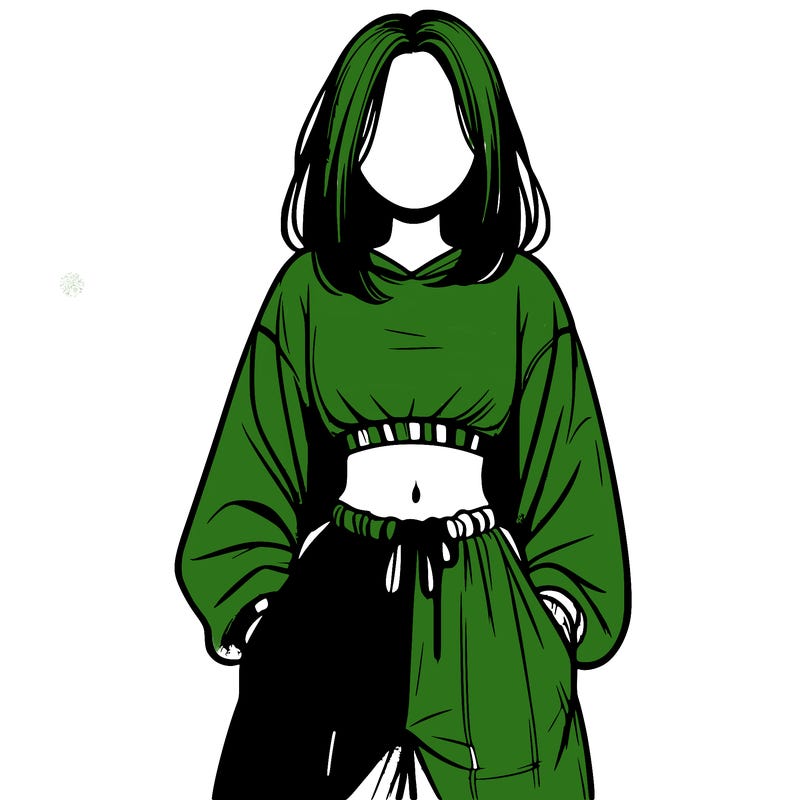 realistic girl faceless with baggy pants and a crop top