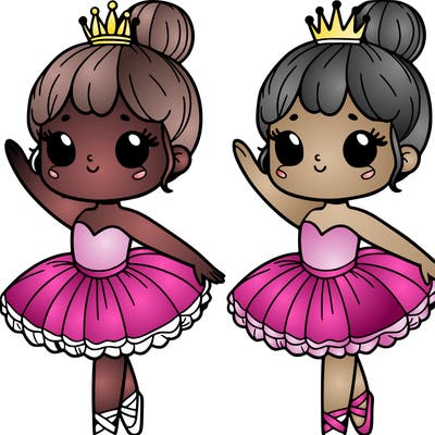 ballerina in a tutu with a bun and a crown