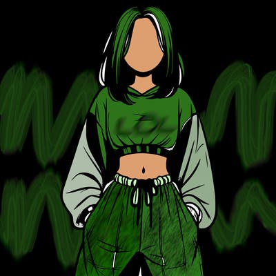 realistic girl faceless with baggy pants and a crop top