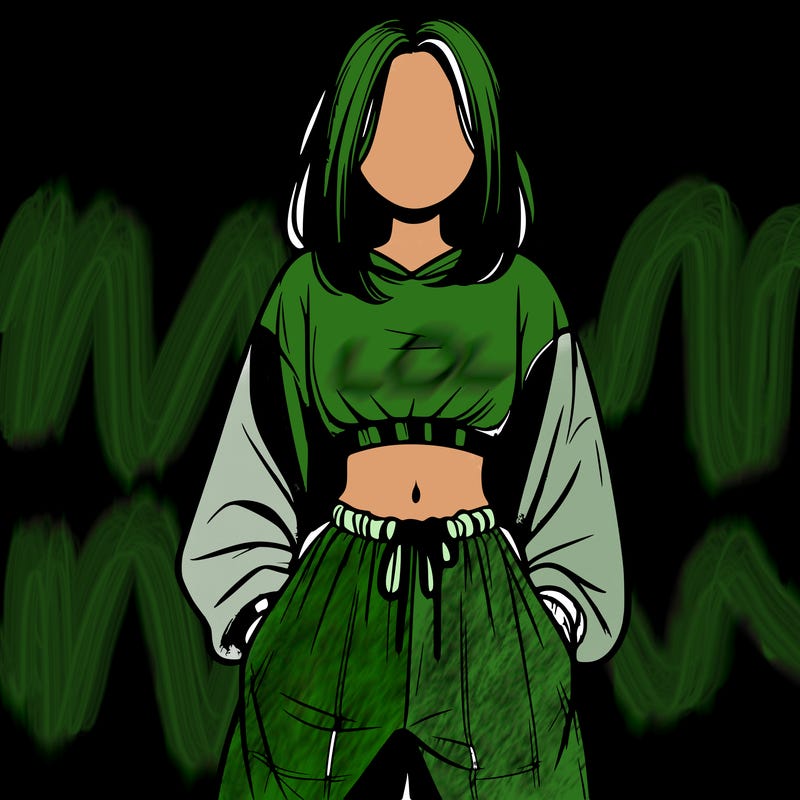 realistic girl faceless with baggy pants and a crop top