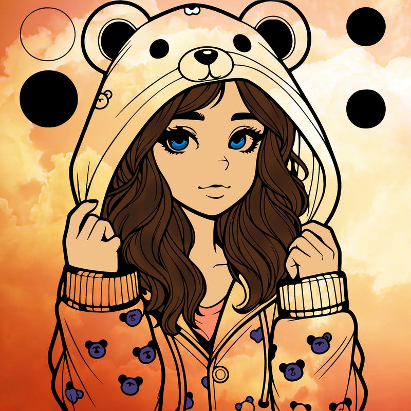 realistic girl in a animal pjs hoodie