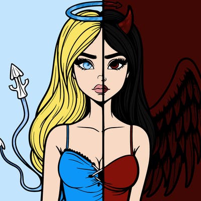 devil vs angel realistic girl