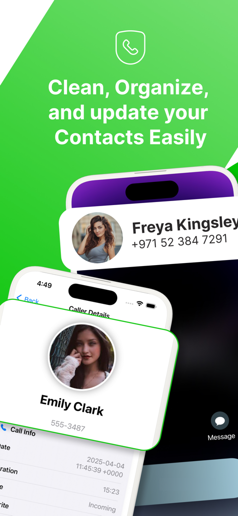 Who Call Pro app interface showing contact organization and detailed call logging history