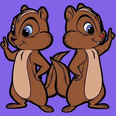 two tamias standing up split realistic