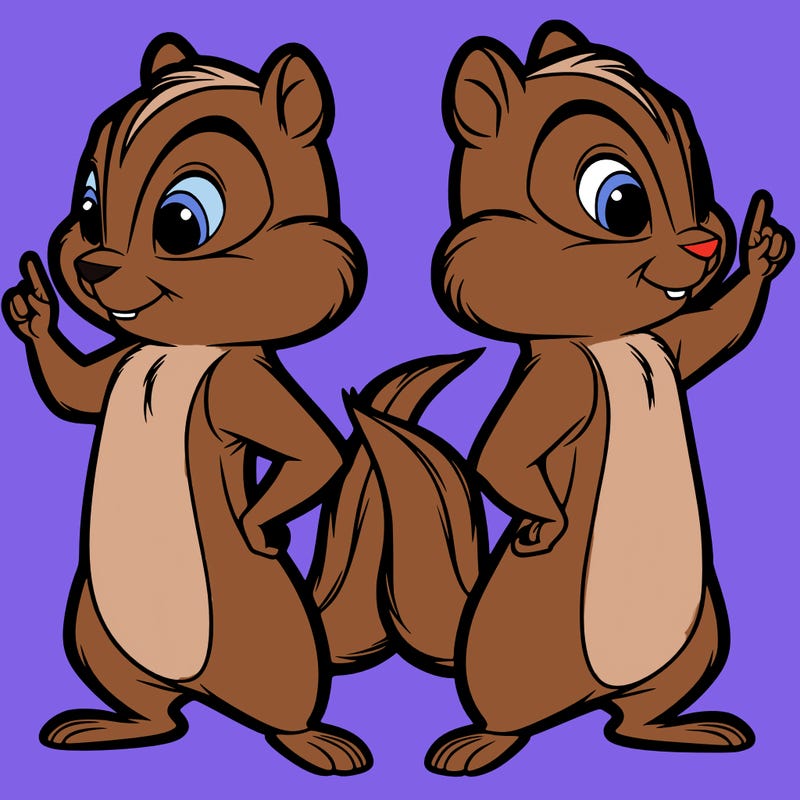 two tamias standing up split realistic