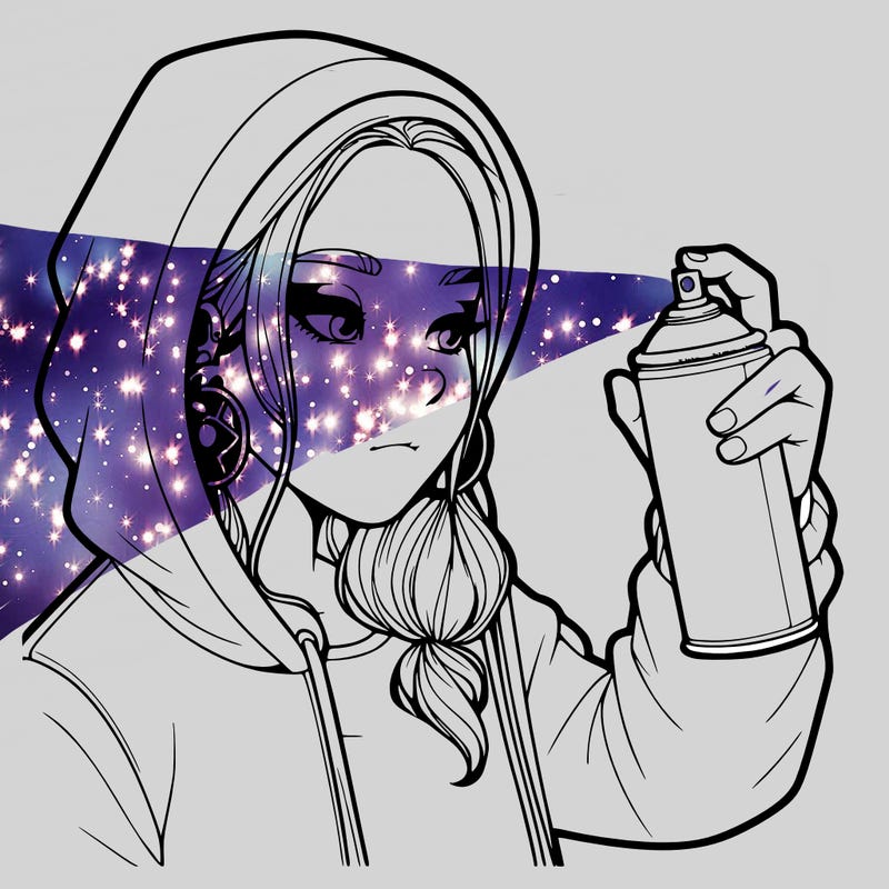 a realistic girl, spray painting