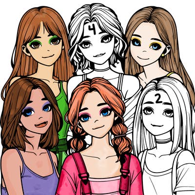 a group of girls realistic