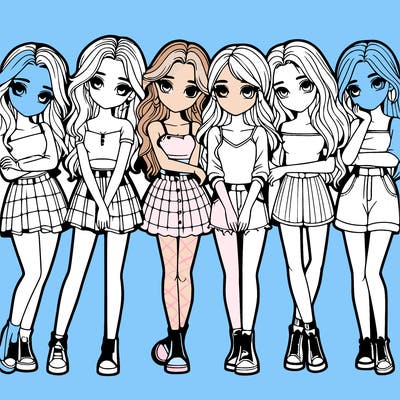 a group of girls realistic