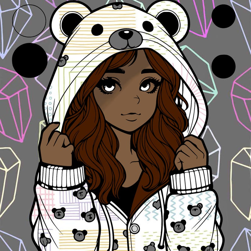 realistic girl in a animal pjs hoodie