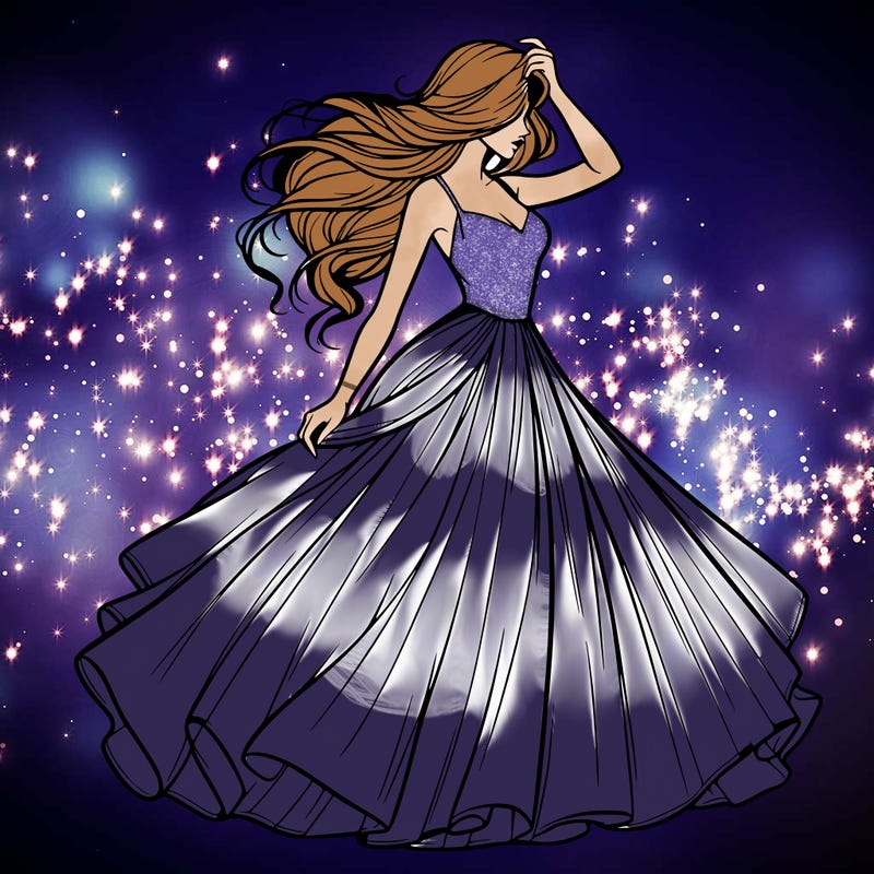 realistic woman with dress flowing in the wind