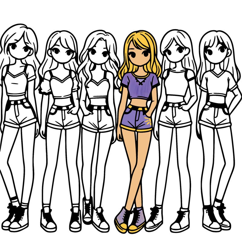 a group of girls wearing crop tops and shorts