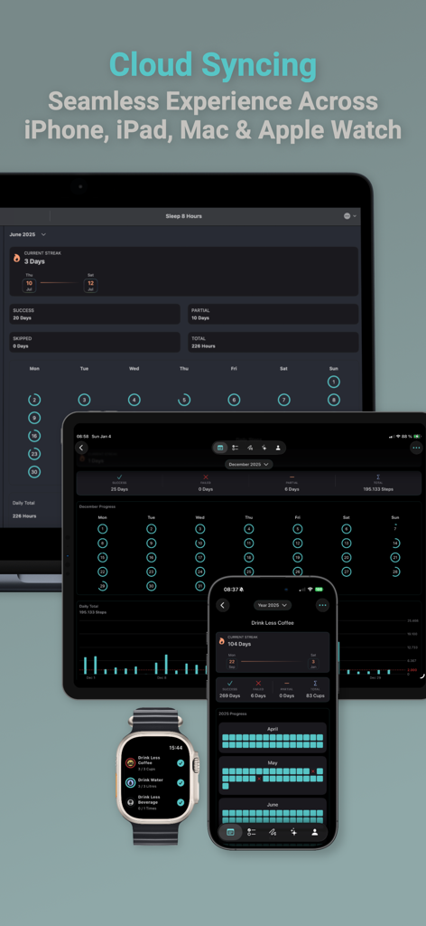 Habit Tracker - Habtik - Habtik habit tracker cloud syncing across iPhone iPad Mac and Apple Watch