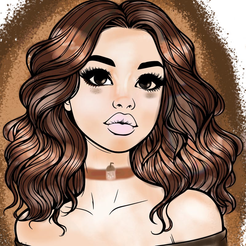 realistic girl with wavy hair and lips