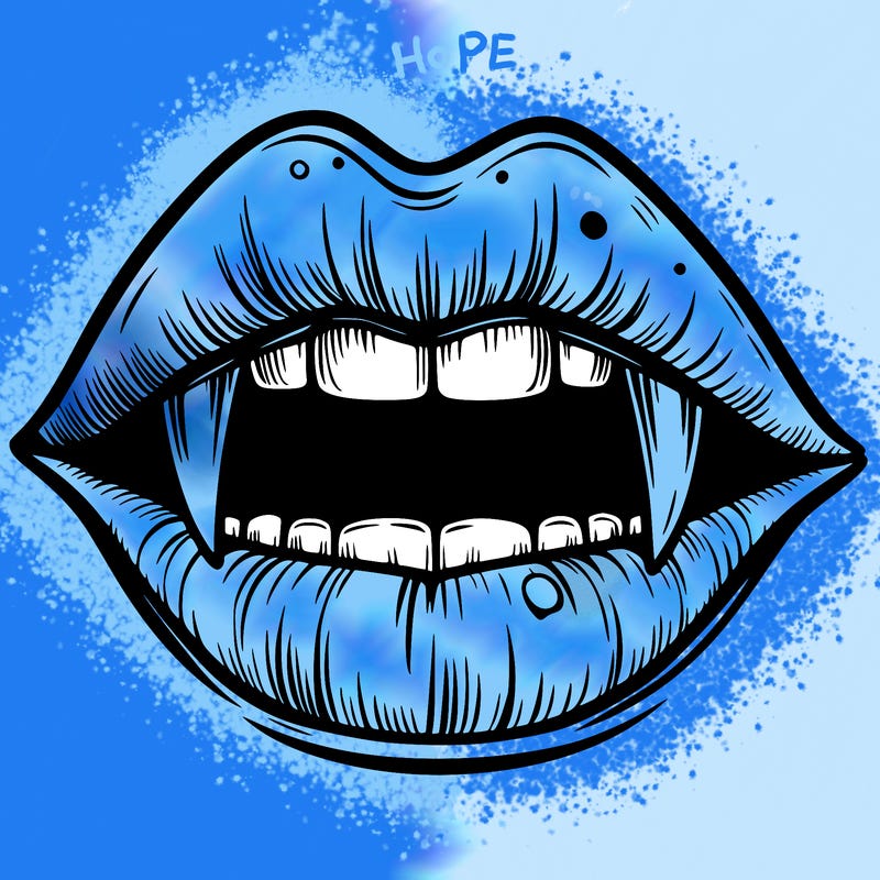 lips with vampire teeth