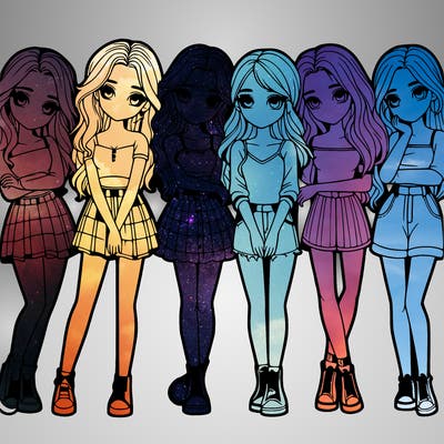 a group of girls realistic