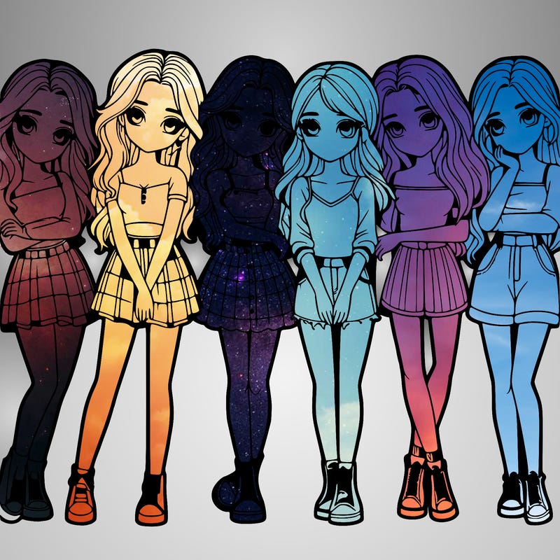 a group of girls realistic